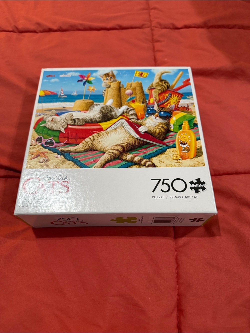 Buffalo David Bitton Cats Beach Puzzle Box - Blue, Red, Yellow